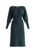 Paisie Balloon Sleeve Knitted Dress in Dark Green Cut Out